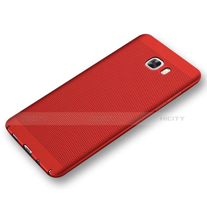 Funda Dura Plastico Rigida Carcasa Perforada para Samsung Galaxy C9 Pro C9000 Rojo