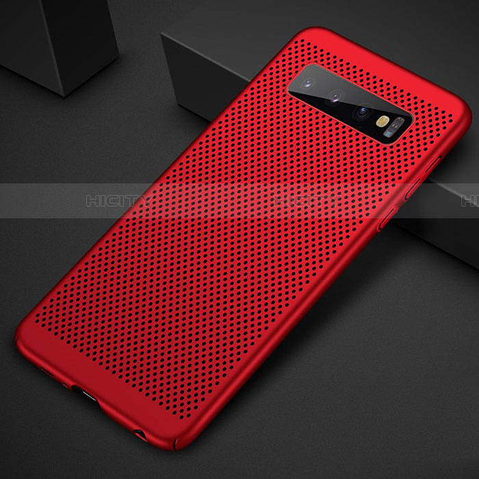 Funda Dura Plastico Rigida Carcasa Perforada para Samsung Galaxy S10 5G Rojo