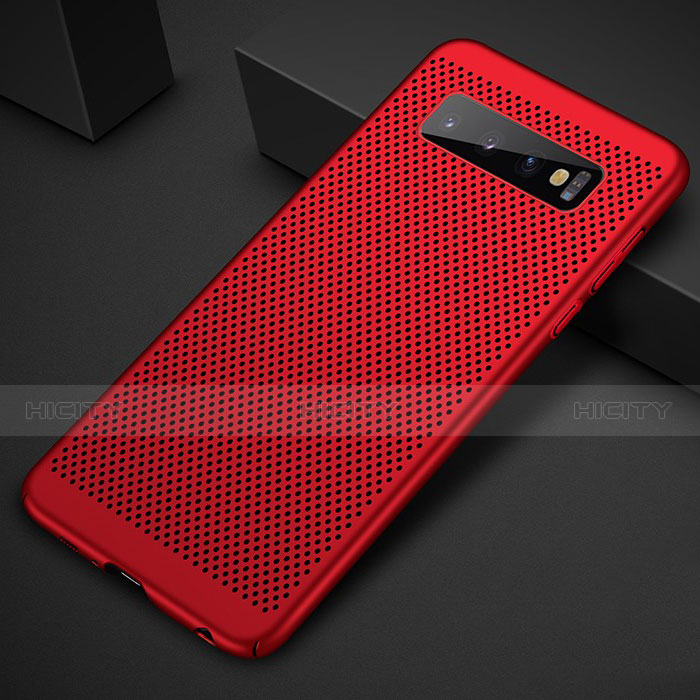 Funda Dura Plastico Rigida Carcasa Perforada para Samsung Galaxy S10 Rojo