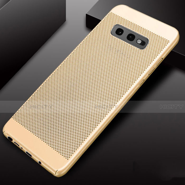 Funda Dura Plastico Rigida Carcasa Perforada W01 para Samsung Galaxy S10e Oro