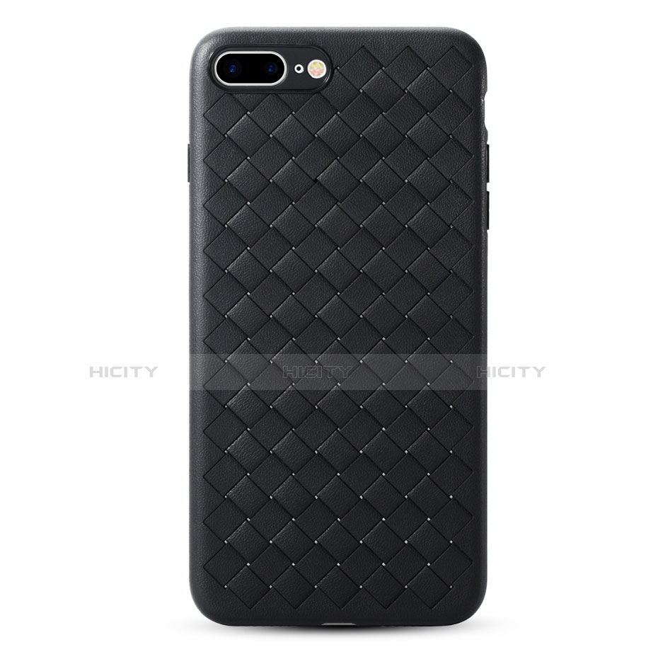 Funda Dura Plastico Rigida de Cuero para Apple iPhone 7 Plus Negro