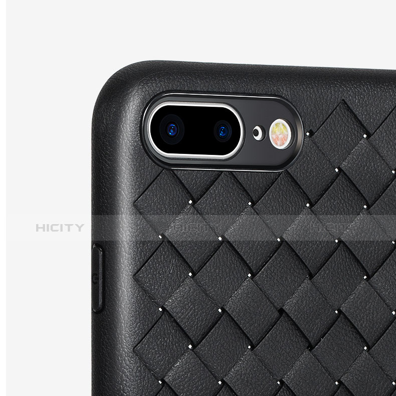 Funda Dura Plastico Rigida de Cuero para Apple iPhone 7 Plus Negro