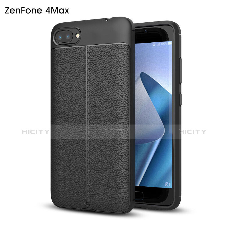 Funda Dura Plastico Rigida de Cuero para Asus Zenfone 4 Max ZC554KL Negro