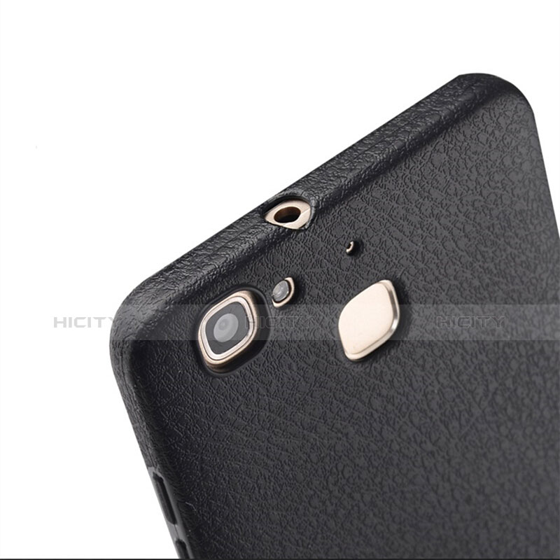 Funda Dura Plastico Rigida de Cuero para Huawei G8 Mini Negro