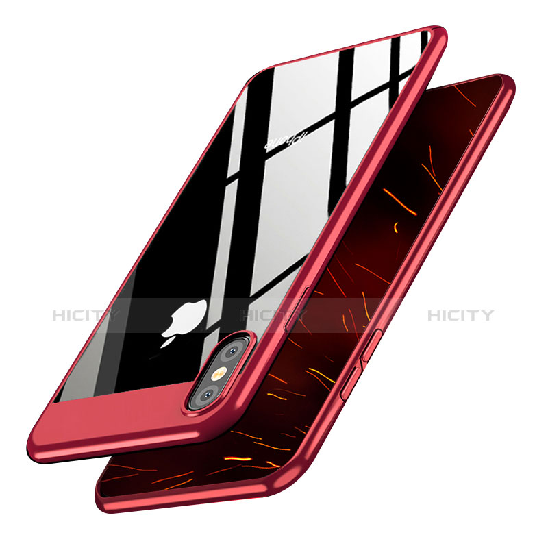 Funda Dura Plastico Rigida Espejo M01 para Apple iPhone X Rojo