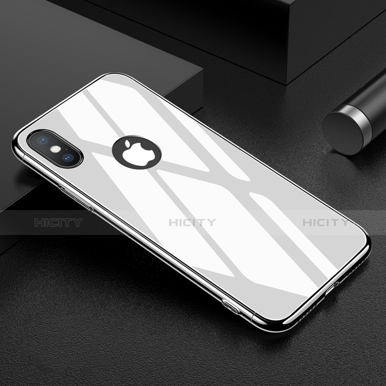 Funda Dura Plastico Rigida Espejo para Apple iPhone Xs Blanco