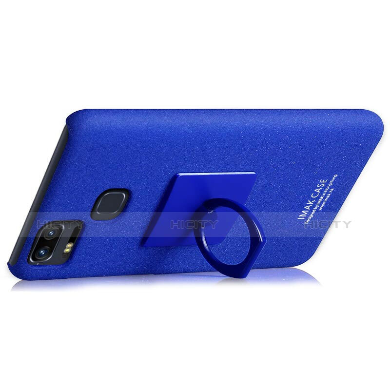 Funda Dura Plastico Rigida Fino Arenisca con Anillo de dedo Soporte para Asus Zenfone 3 Zoom Azul