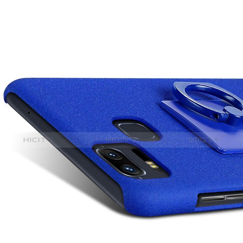 Funda Dura Plastico Rigida Fino Arenisca con Anillo de dedo Soporte para Asus Zenfone 3 Zoom Azul