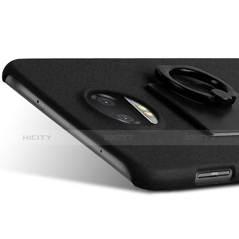 Funda Dura Plastico Rigida Fino Arenisca con Anillo de dedo Soporte para Motorola Moto Z Play Negro