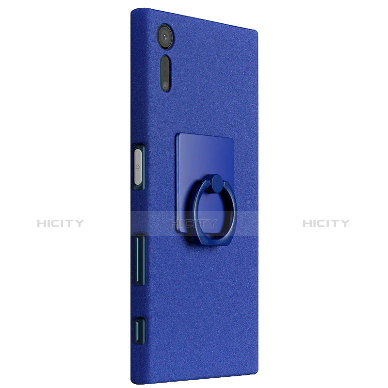 Funda Dura Plastico Rigida Fino Arenisca con Anillo de dedo Soporte para Sony Xperia XZs Azul