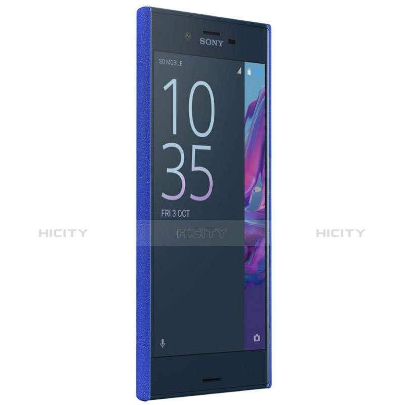 Funda Dura Plastico Rigida Fino Arenisca con Anillo de dedo Soporte para Sony Xperia XZs Azul