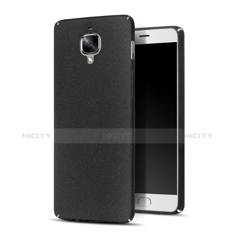 Funda Dura Plastico Rigida Fino Arenisca para OnePlus 3 Negro