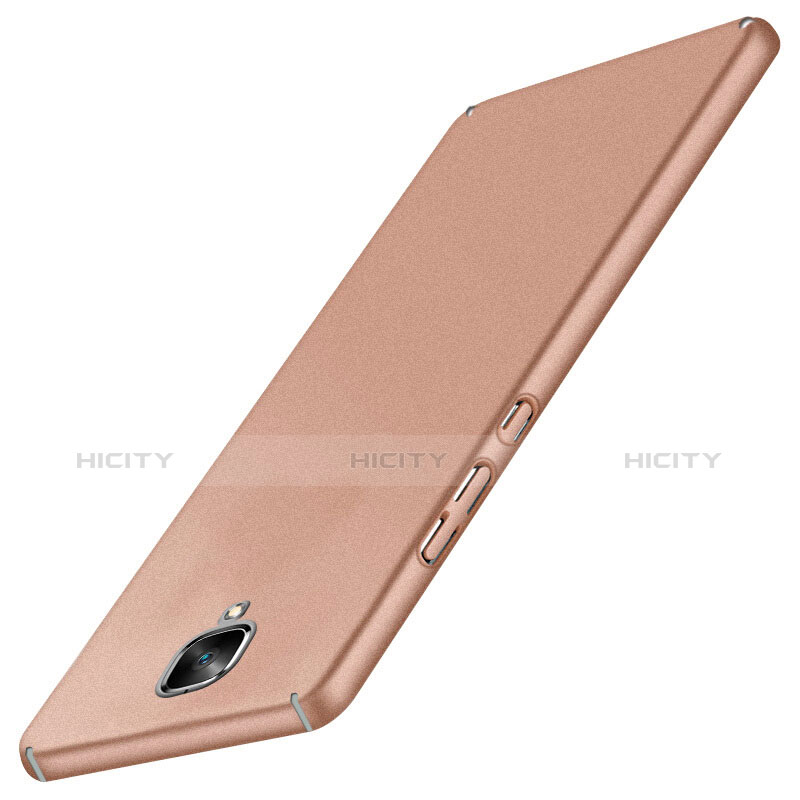 Funda Dura Plastico Rigida Fino Arenisca para OnePlus 3 Oro Rosa