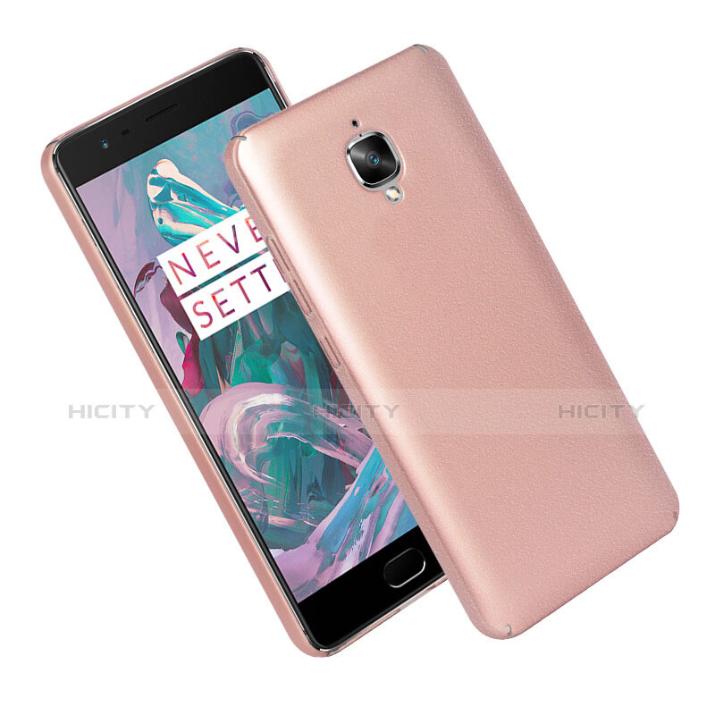 Funda Dura Plastico Rigida Fino Arenisca para OnePlus 3 Oro Rosa