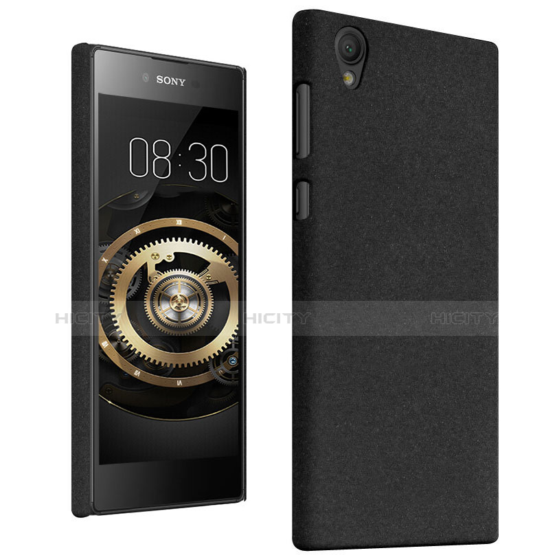 Funda Dura Plastico Rigida Fino Arenisca para Sony Xperia L1 Negro