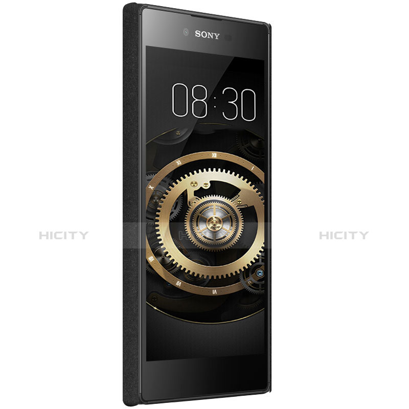 Funda Dura Plastico Rigida Fino Arenisca para Sony Xperia L1 Negro