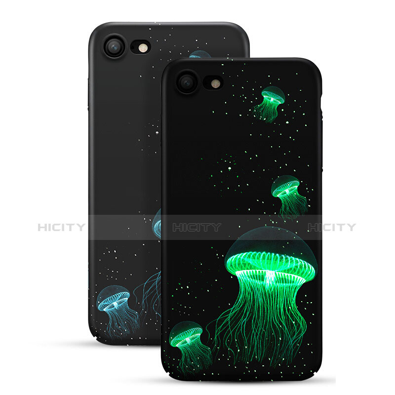 Funda Dura Plastico Rigida Fluorescencia para Apple iPhone 7 Negro