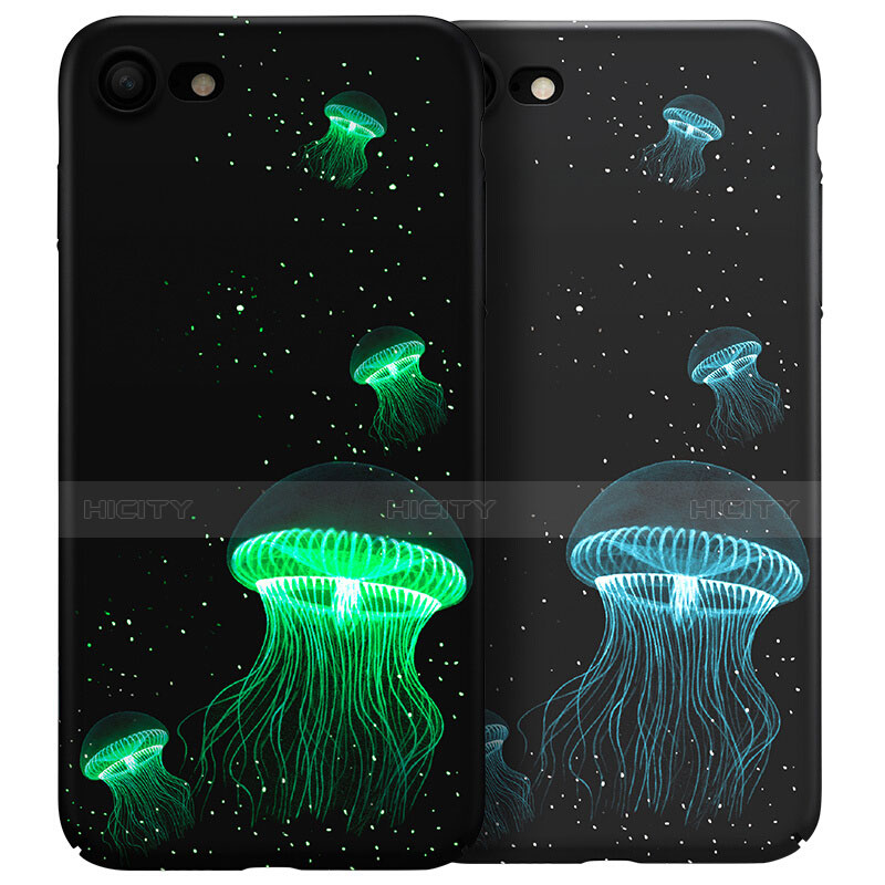 Funda Dura Plastico Rigida Fluorescencia para Apple iPhone 7 Negro