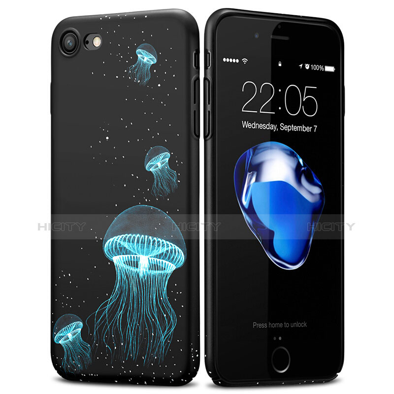 Funda Dura Plastico Rigida Fluorescencia para Apple iPhone 7 Negro