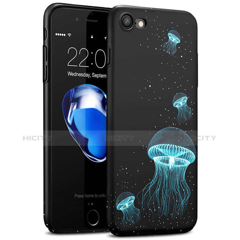 Funda Dura Plastico Rigida Fluorescencia para Apple iPhone 7 Negro