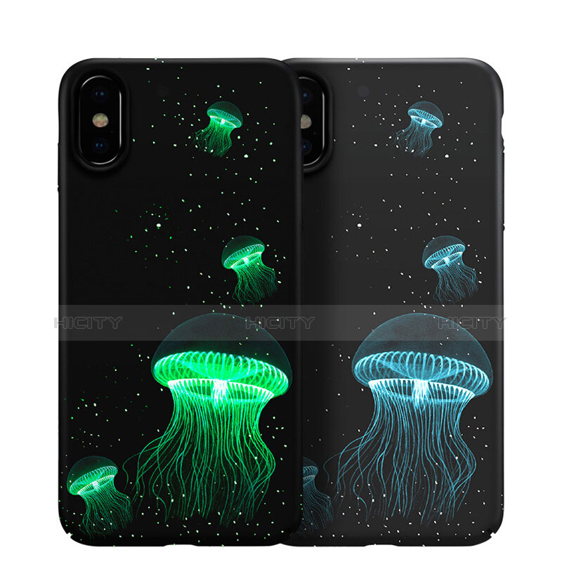 Funda Dura Plastico Rigida Fluorescencia para Apple iPhone Xs Negro