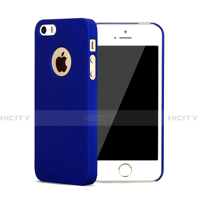 Funda Dura Plastico Rigida Mate con Agujero para Apple iPhone 5S Azul