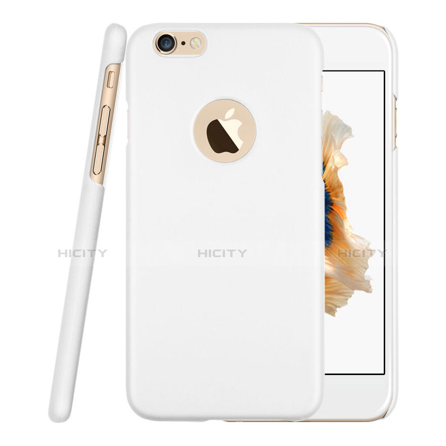 Funda Dura Plastico Rigida Mate con Agujero para Apple iPhone 6 Blanco