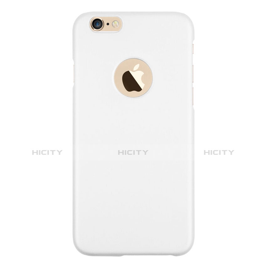 Funda Dura Plastico Rigida Mate con Agujero para Apple iPhone 6 Blanco