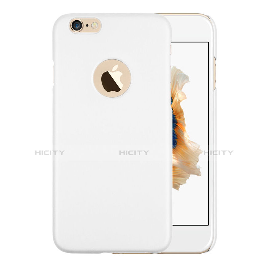 Funda Dura Plastico Rigida Mate con Agujero para Apple iPhone 6 Plus Blanco