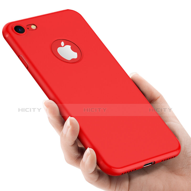 Funda Dura Plastico Rigida Mate con Agujero para Apple iPhone 7 Rojo