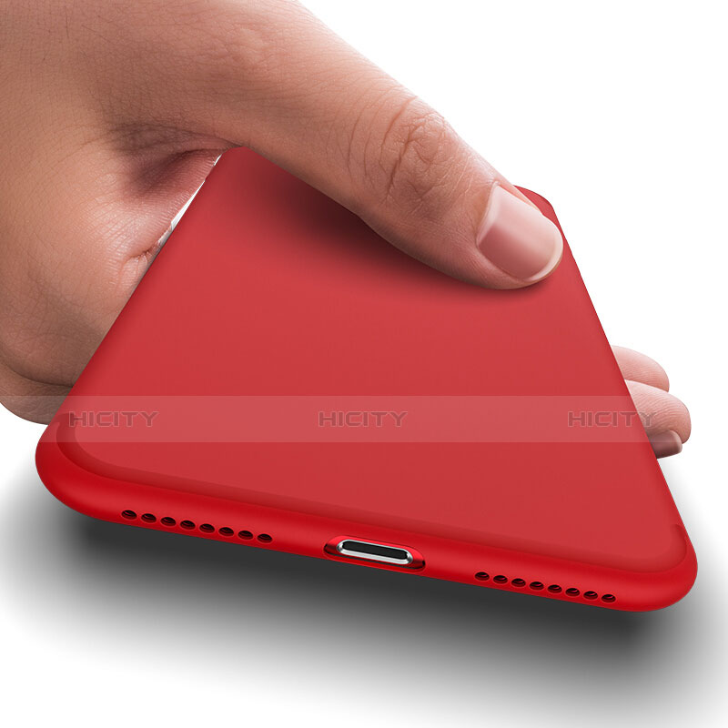 Funda Dura Plastico Rigida Mate con Agujero para Apple iPhone 7 Rojo