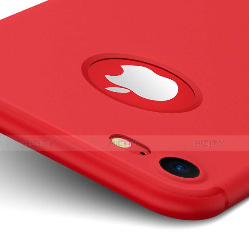 Funda Dura Plastico Rigida Mate con Agujero para Apple iPhone 7 Rojo