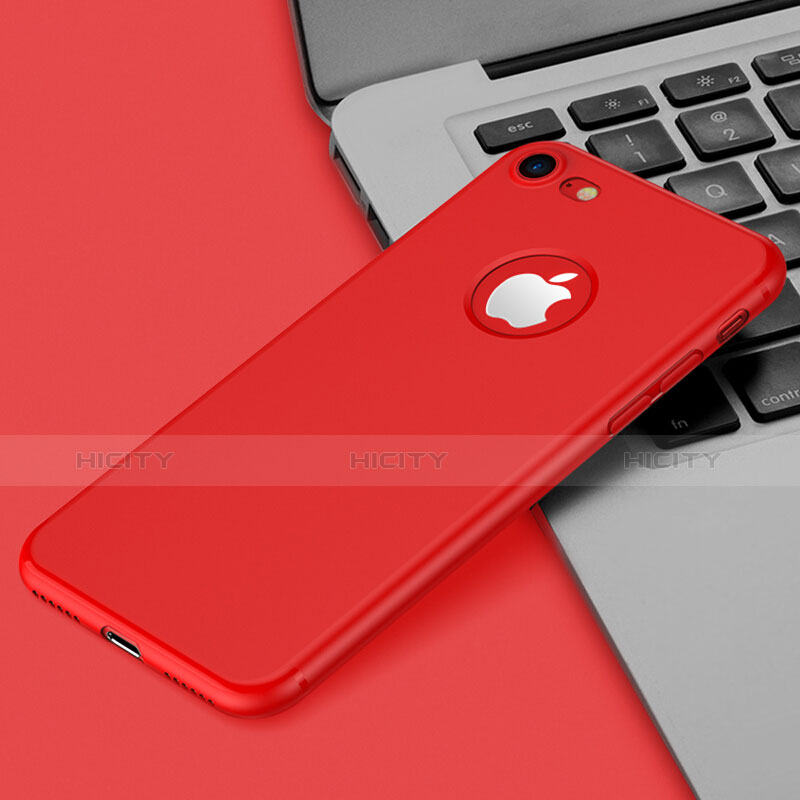 Funda Dura Plastico Rigida Mate con Agujero para Apple iPhone 7 Rojo