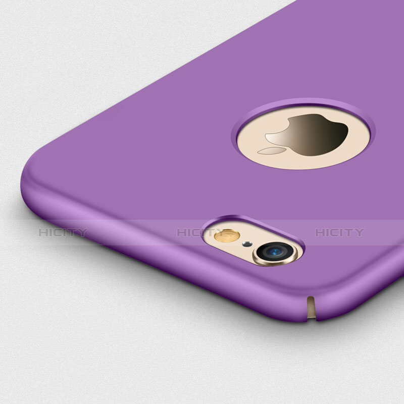 Funda Dura Plastico Rigida Mate con Agujero y Anillo de dedo Soporte para Apple iPhone 6 Morado