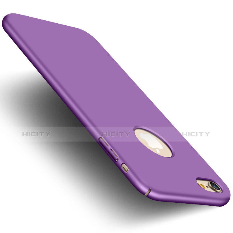 Funda Dura Plastico Rigida Mate con Agujero y Anillo de dedo Soporte para Apple iPhone 6 Morado