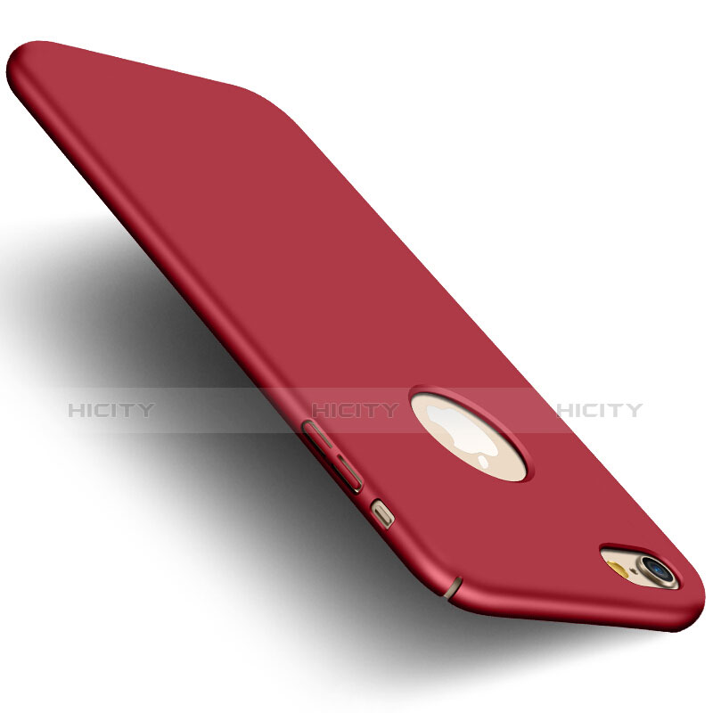 Funda Dura Plastico Rigida Mate con Agujero y Anillo de dedo Soporte para Apple iPhone 6 Rojo