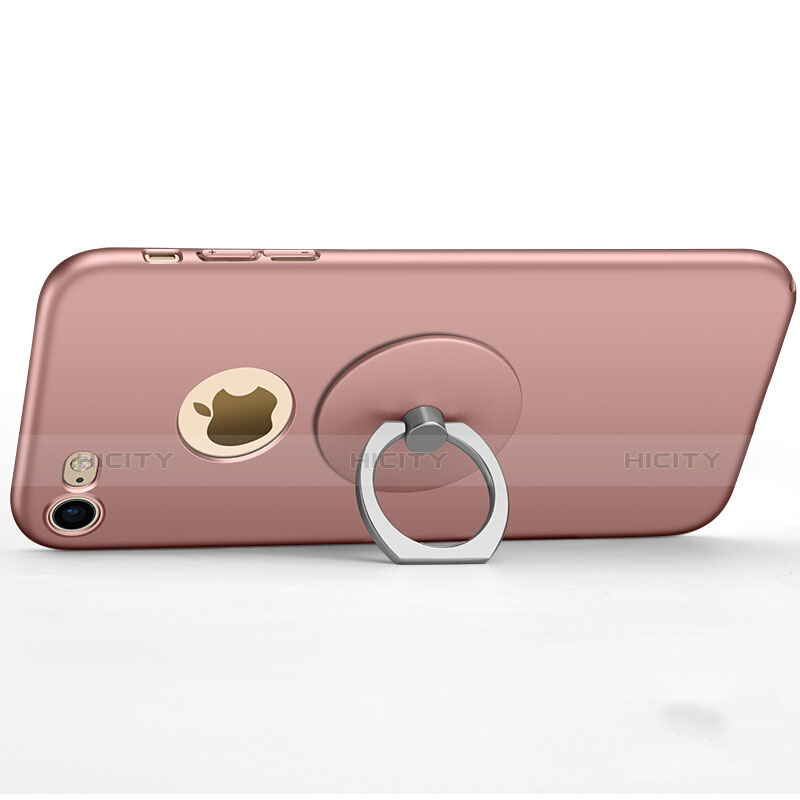 Funda Dura Plastico Rigida Mate con Agujero y Anillo de dedo Soporte para Apple iPhone 7 Rosa