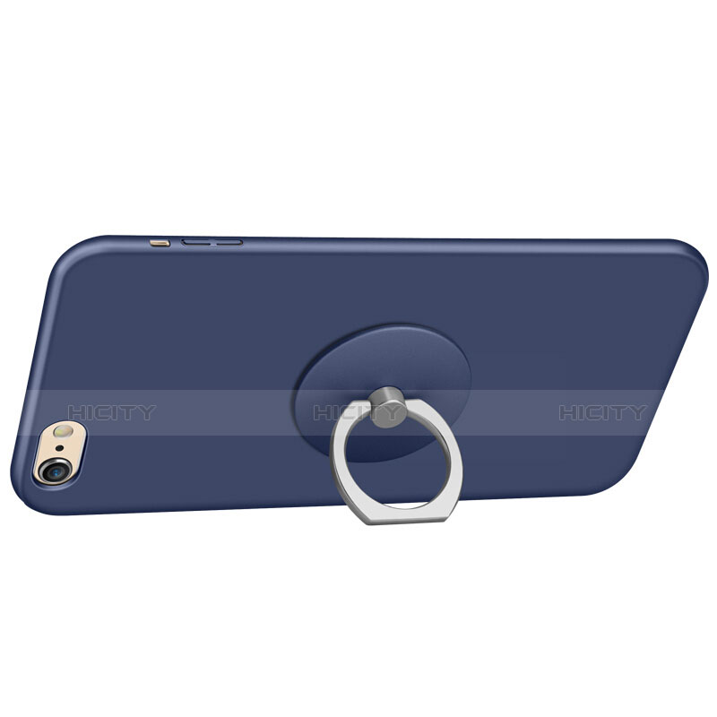 Funda Dura Plastico Rigida Mate con Anillo de dedo Soporte A01 para Apple iPhone 6 Azul