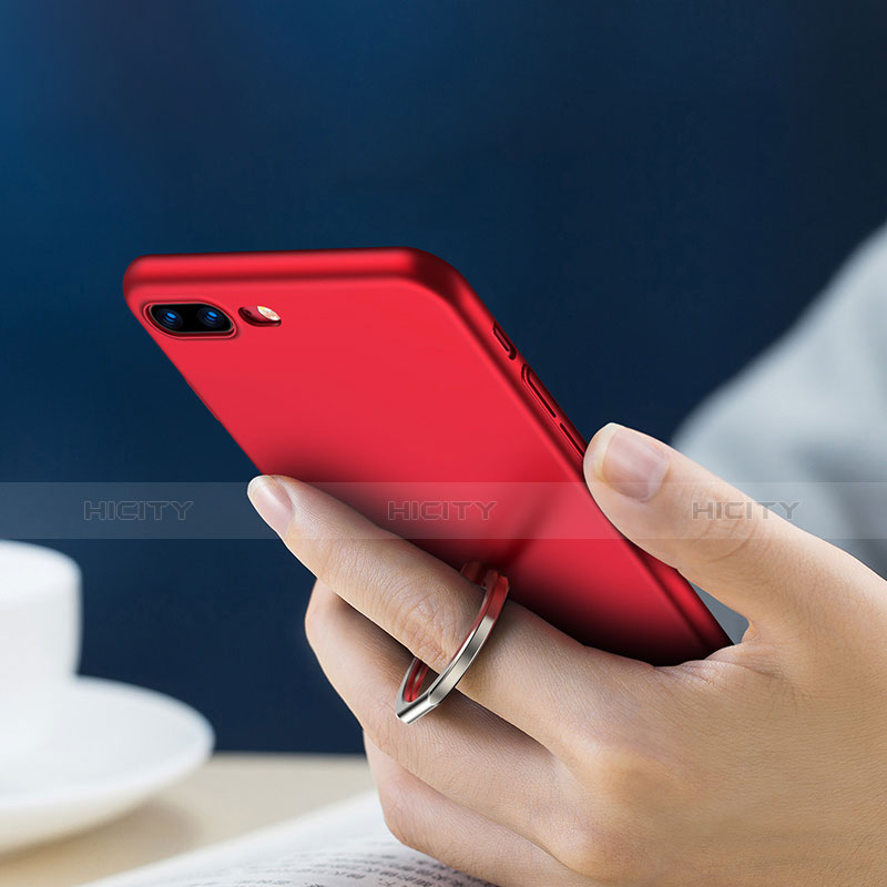 Funda Dura Plastico Rigida Mate con Anillo de dedo Soporte A01 para Apple iPhone 7 Plus Rojo