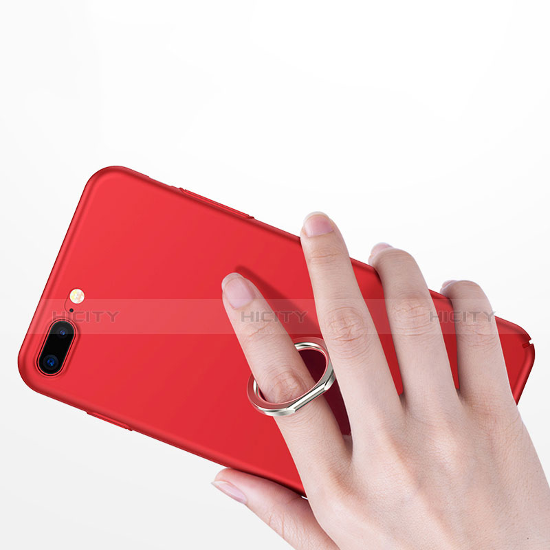 Funda Dura Plastico Rigida Mate con Anillo de dedo Soporte A01 para Apple iPhone 7 Plus Rojo