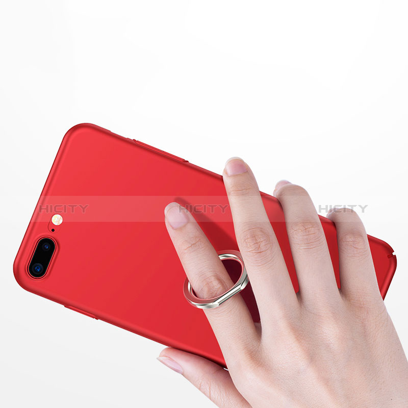 Funda Dura Plastico Rigida Mate con Anillo de dedo Soporte A01 para Apple iPhone 8 Plus Rojo