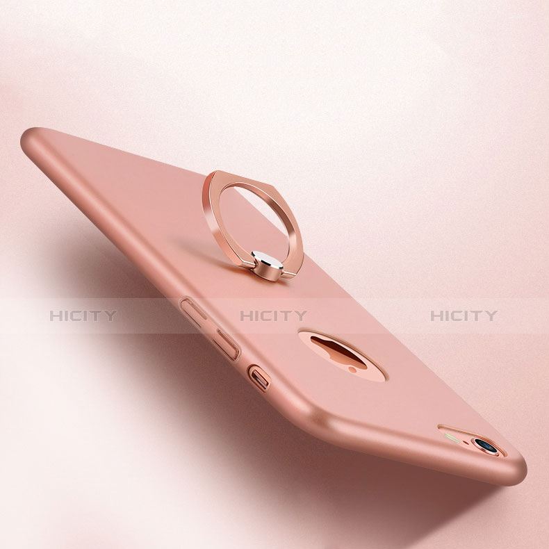 Funda Dura Plastico Rigida Mate con Anillo de dedo Soporte A02 para Apple iPhone 6S Rosa