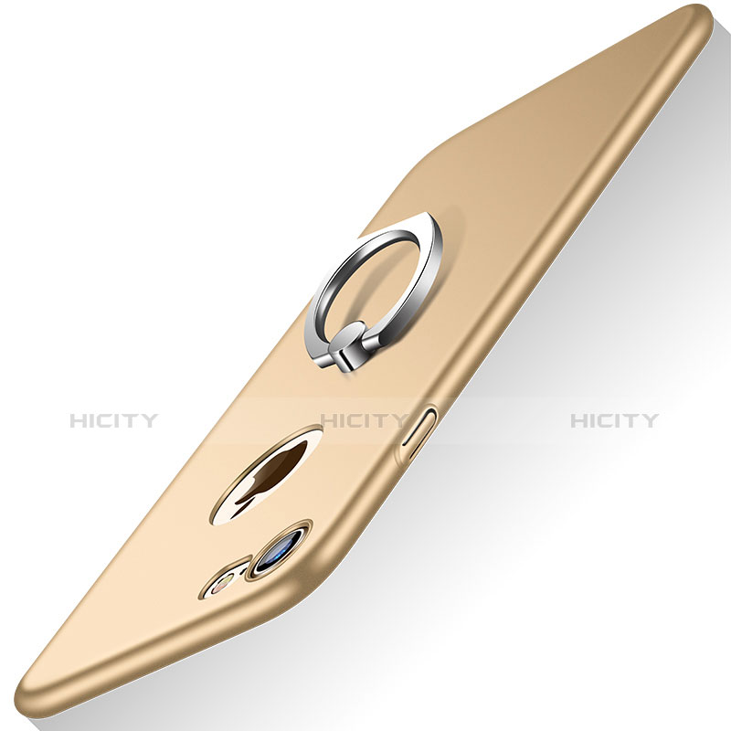 Funda Dura Plastico Rigida Mate con Anillo de dedo Soporte A02 para Apple iPhone 7 Oro