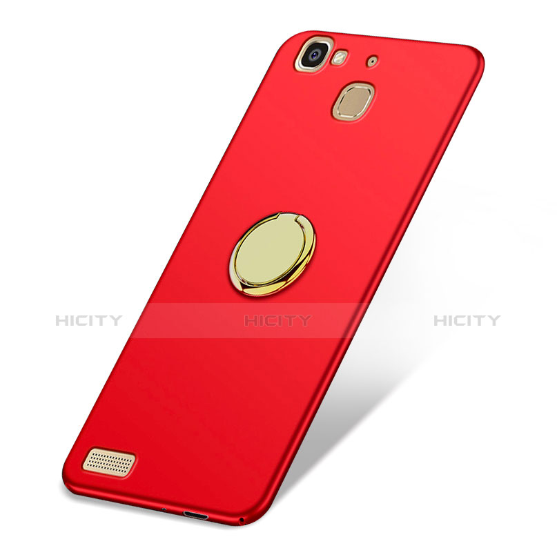 Funda Dura Plastico Rigida Mate con Anillo de dedo Soporte A02 para Huawei G8 Mini Rojo