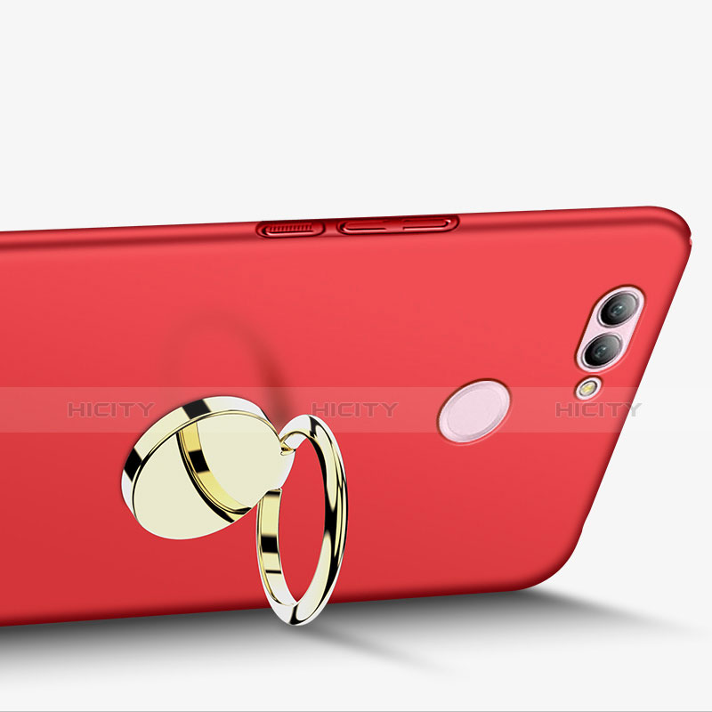 Funda Dura Plastico Rigida Mate con Anillo de dedo Soporte A02 para Huawei Nova 2 Plus Rojo