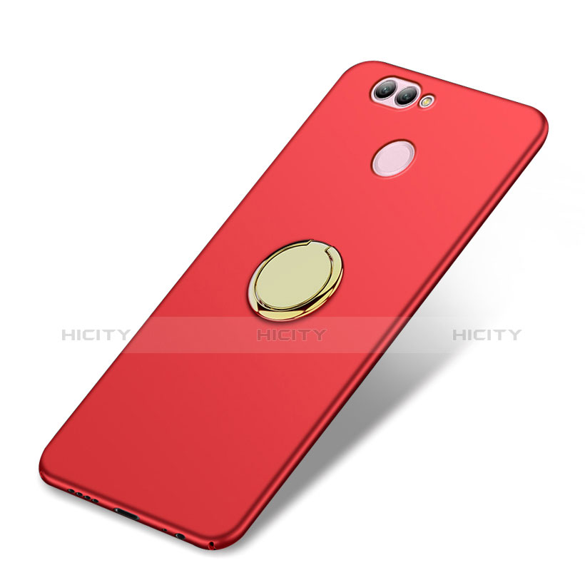 Funda Dura Plastico Rigida Mate con Anillo de dedo Soporte A02 para Huawei Nova 2 Rojo