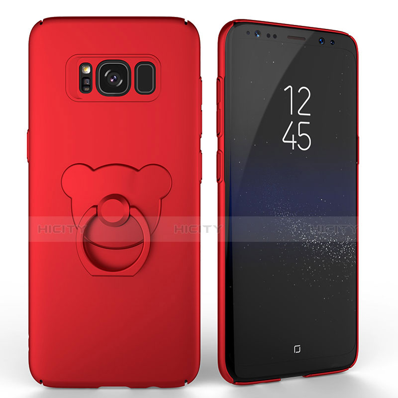 Funda Dura Plastico Rigida Mate con Anillo de dedo Soporte A02 para Samsung Galaxy S8 Rojo