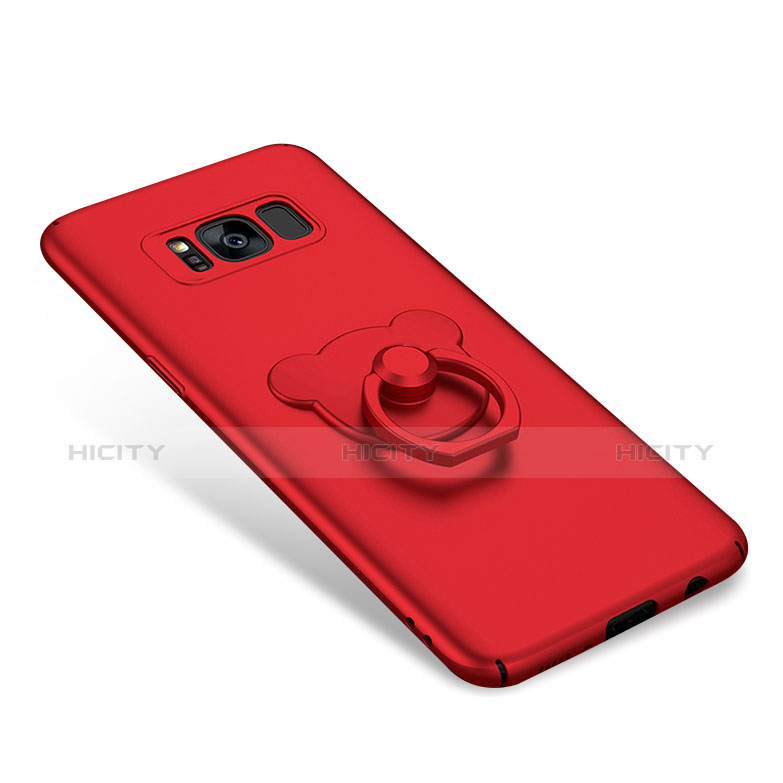 Funda Dura Plastico Rigida Mate con Anillo de dedo Soporte A02 para Samsung Galaxy S8 Rojo