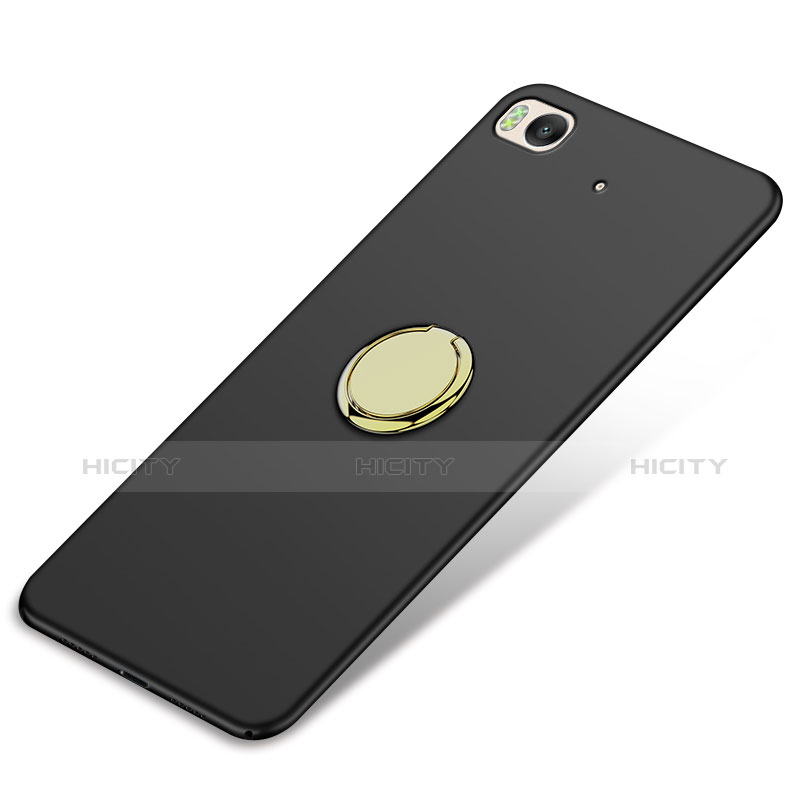 Funda Dura Plastico Rigida Mate con Anillo de dedo Soporte A02 para Xiaomi Mi 5S Negro