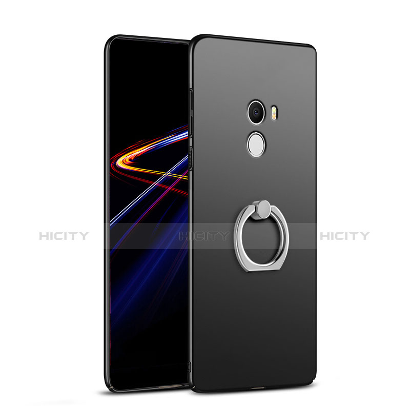 Funda Dura Plastico Rigida Mate con Anillo de dedo Soporte A02 para Xiaomi Mi Mix Negro